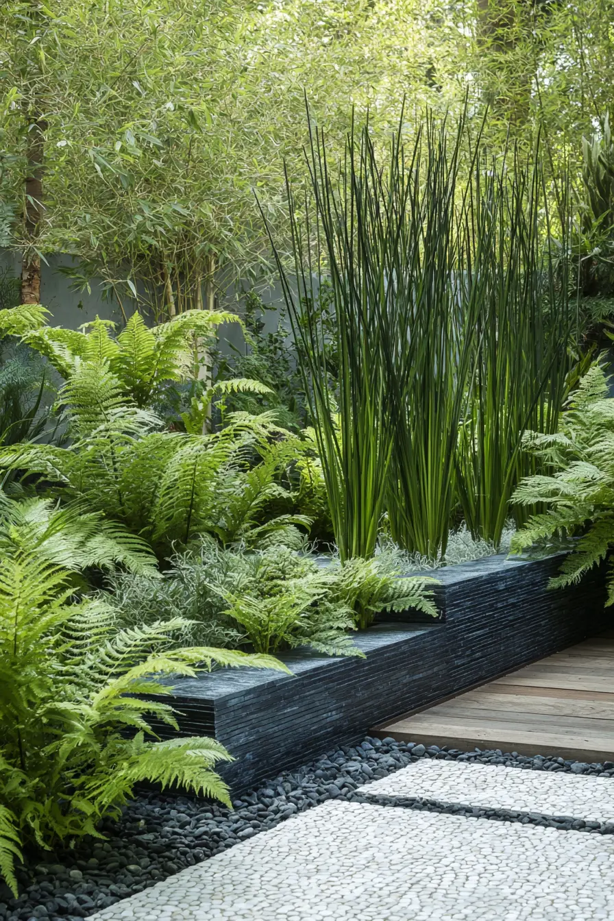 Modern Garden Border with Grasses