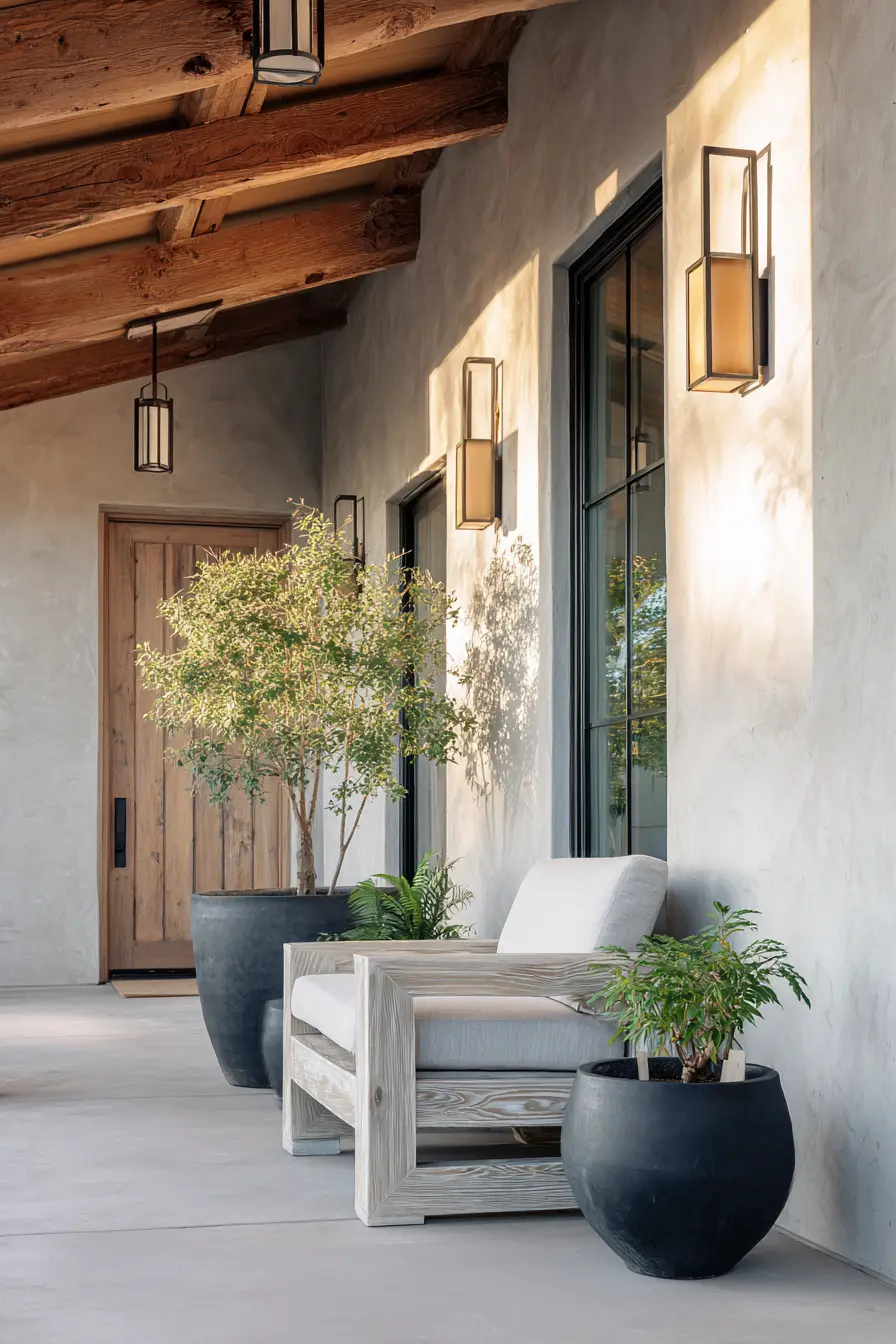Modern Minimalist Patio with Planters