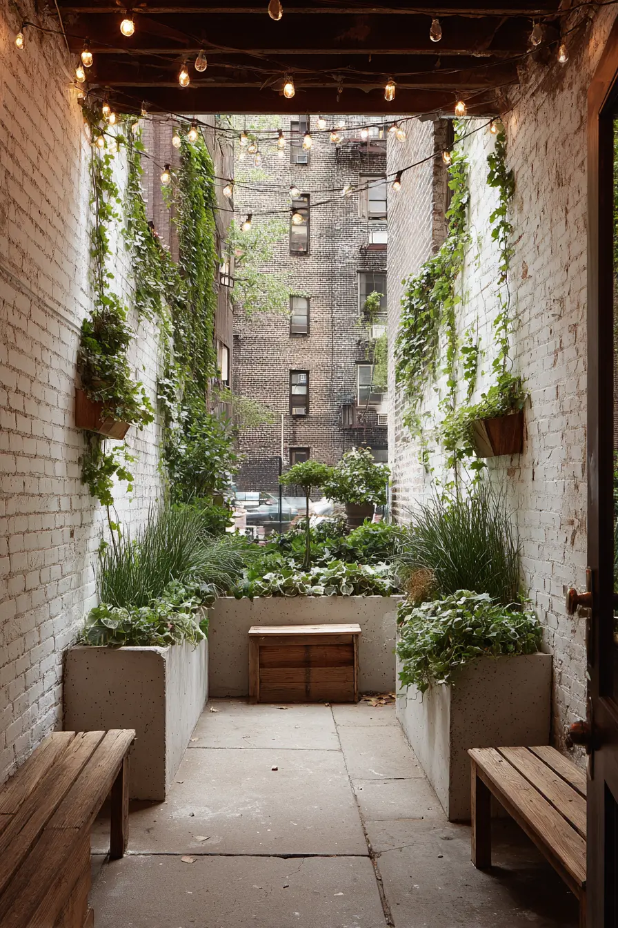 Modern Urban Greenery with Bench