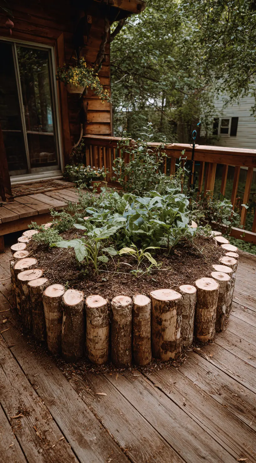 Rustic Log Border Raised Beds