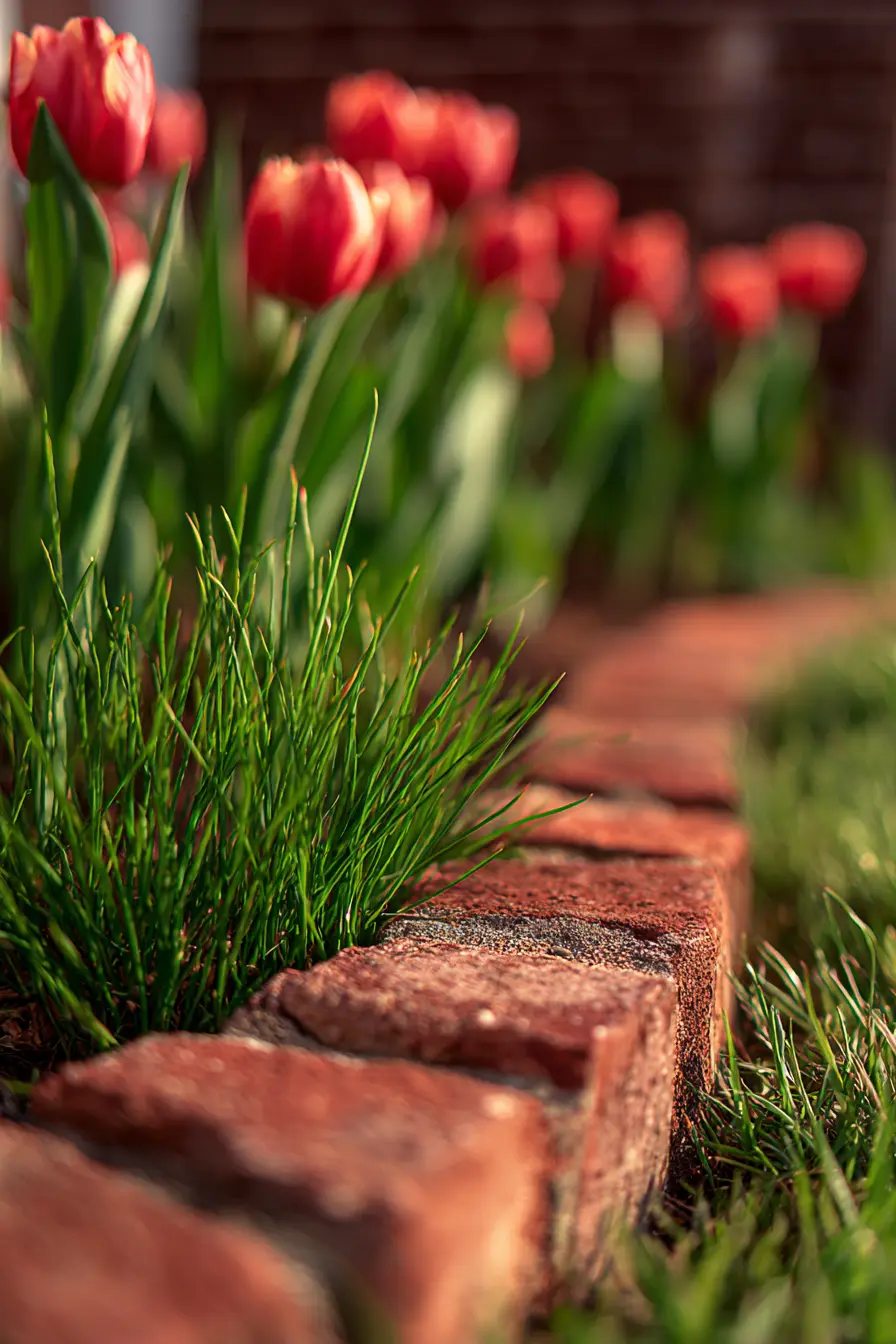 Rustic Brick Garden Border