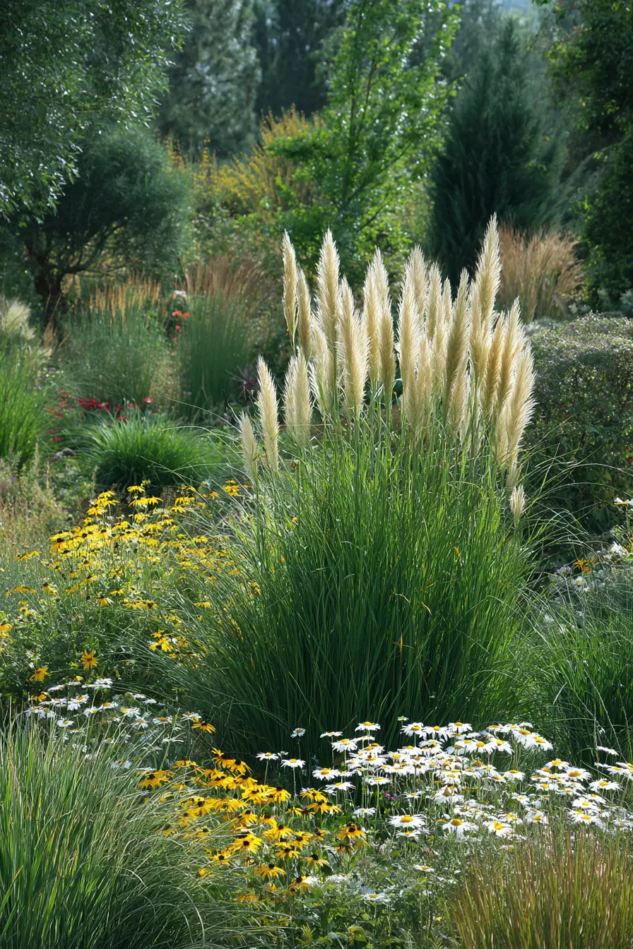 Tall Grasses with Colorful Flowers