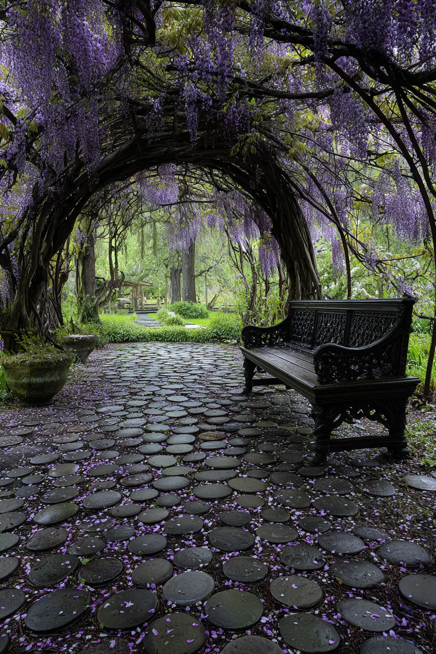 Wisteria Canopy with Stone Pathway