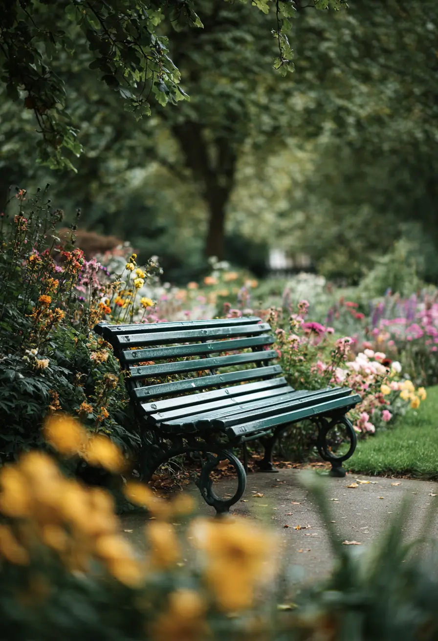 Wooden Park Bench