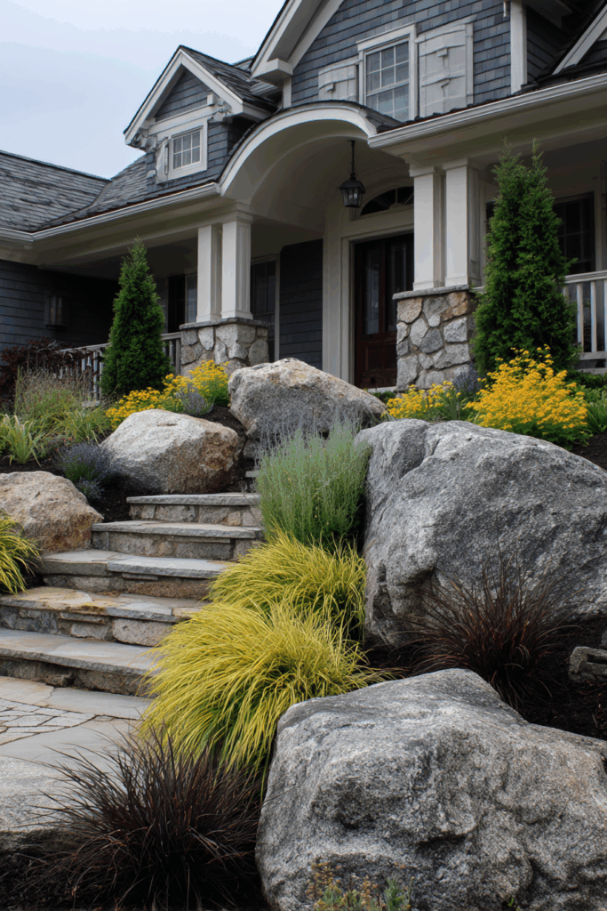 Rock Garden with Yellow Ground Cover