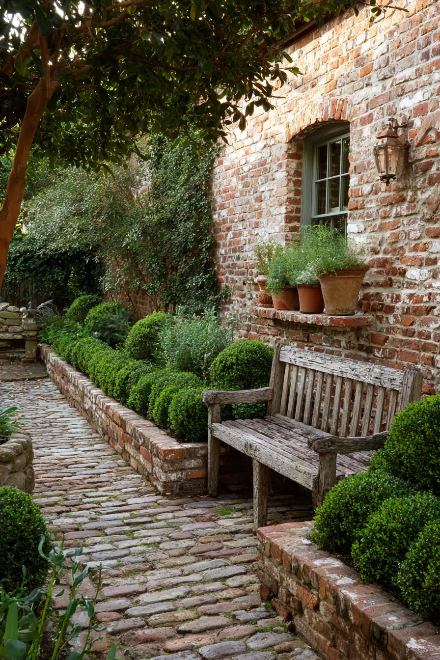 Rustic Brick Garden Edging Design