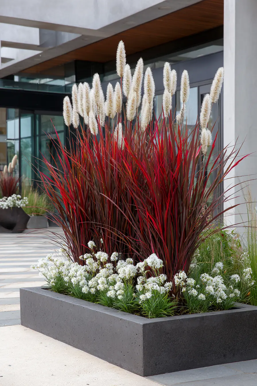Vibrant Grass and Flower Border