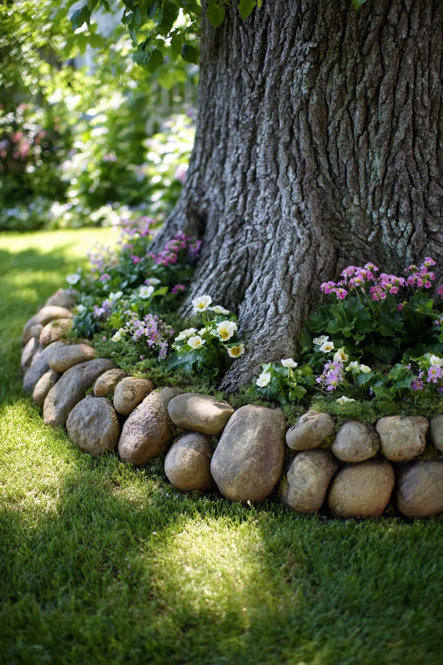 Elegant Circular Stone Flower Bed Edging