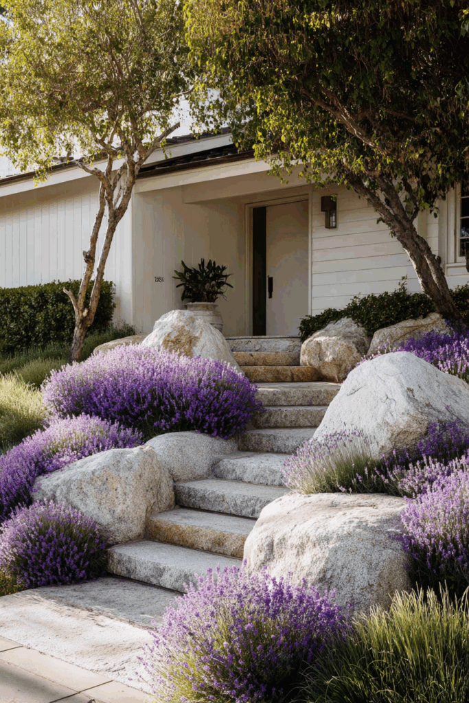 Stone Steps with Lavender Planting