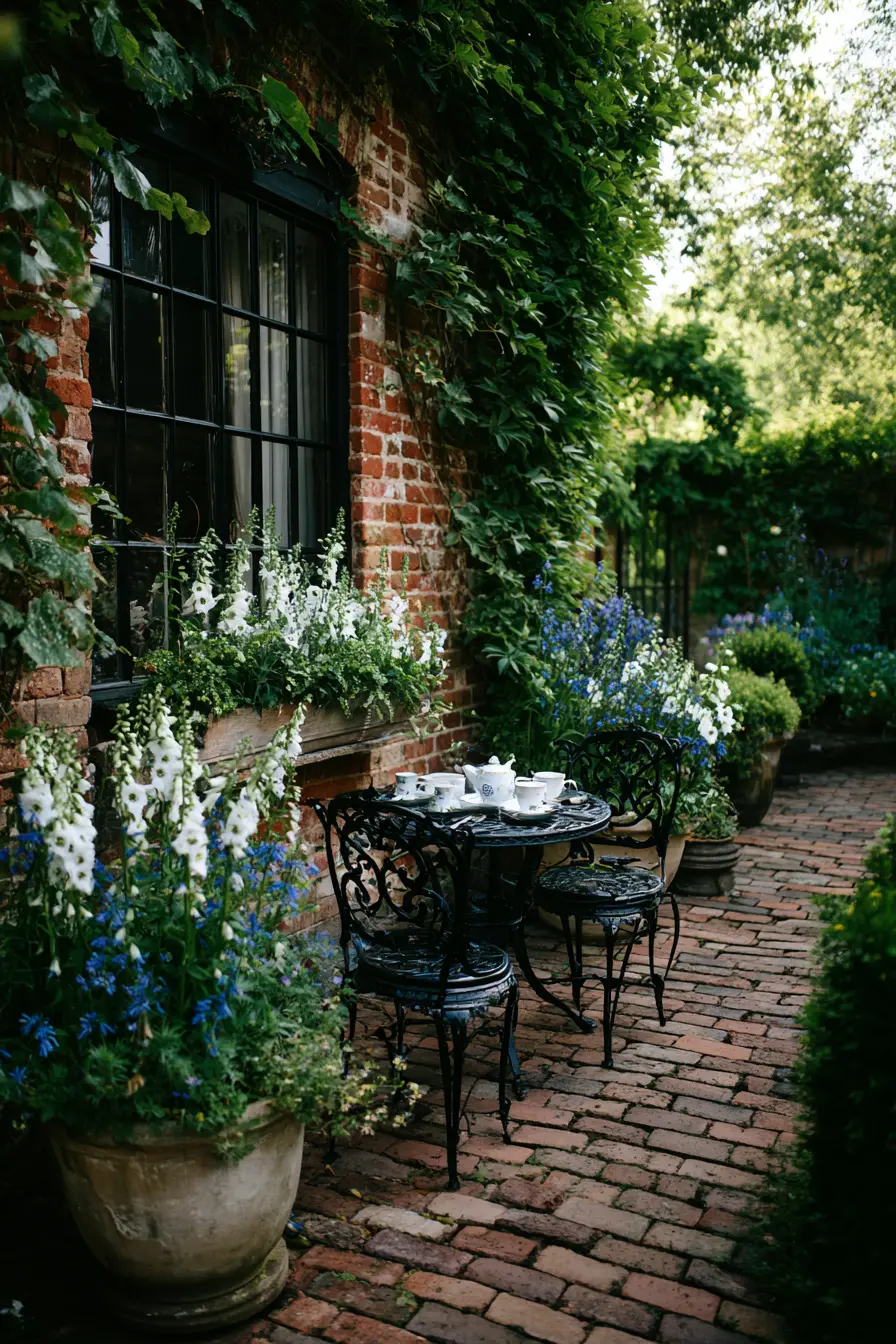 Charming Patio with Foxglove Planters