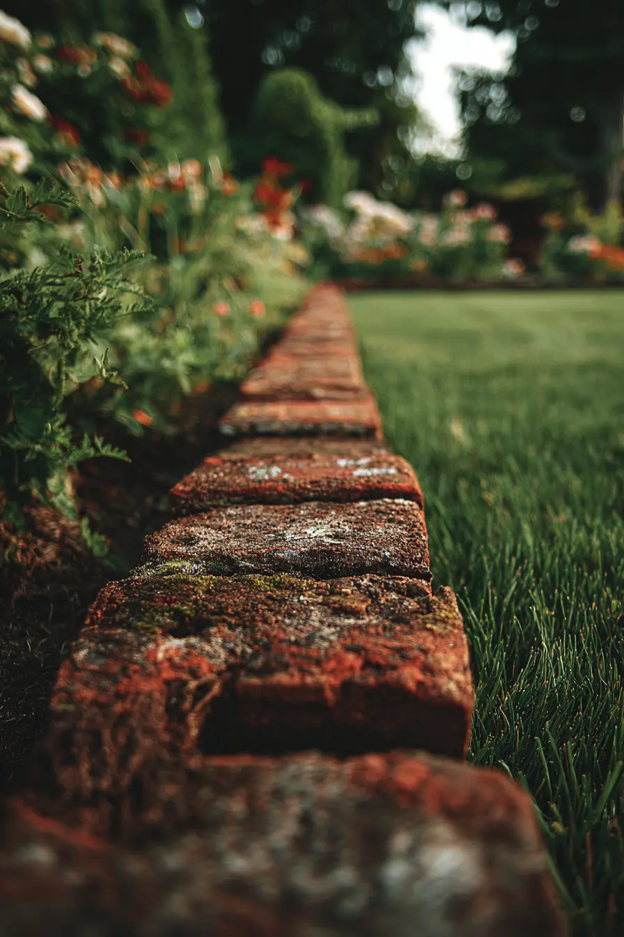 Rustic Brick Garden Edging