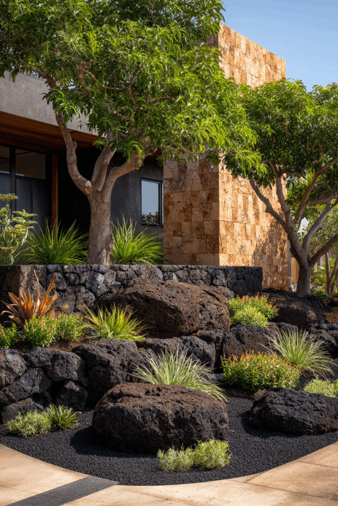 Tropical Rock Garden with Lava Stones