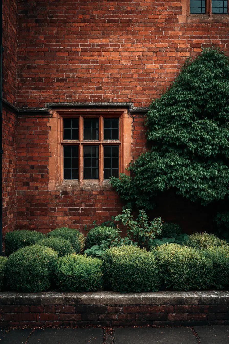 Brick Garden Edging with Boxwood