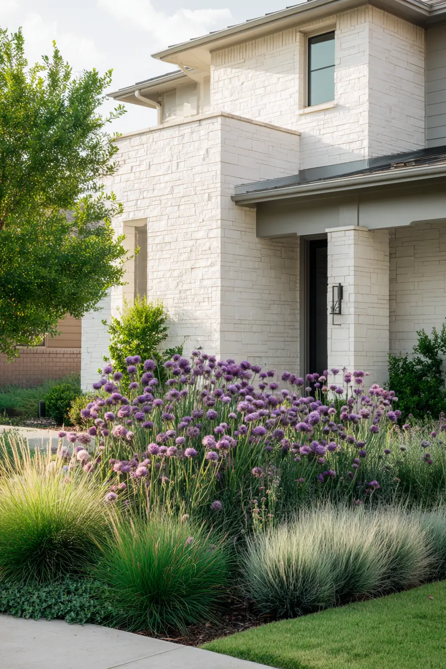 Curved Border with Ornamental Grasses
