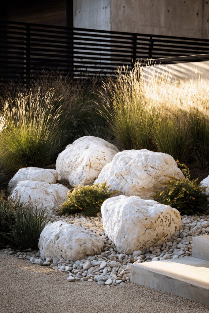 Minimalist White Rock Garden Design