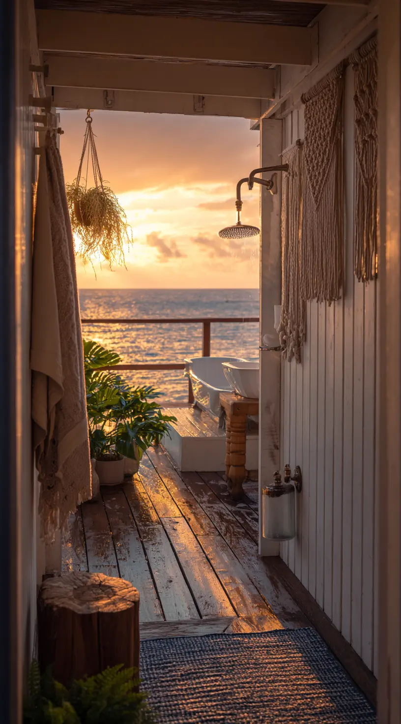 Boho Beach House Outdoor Shower