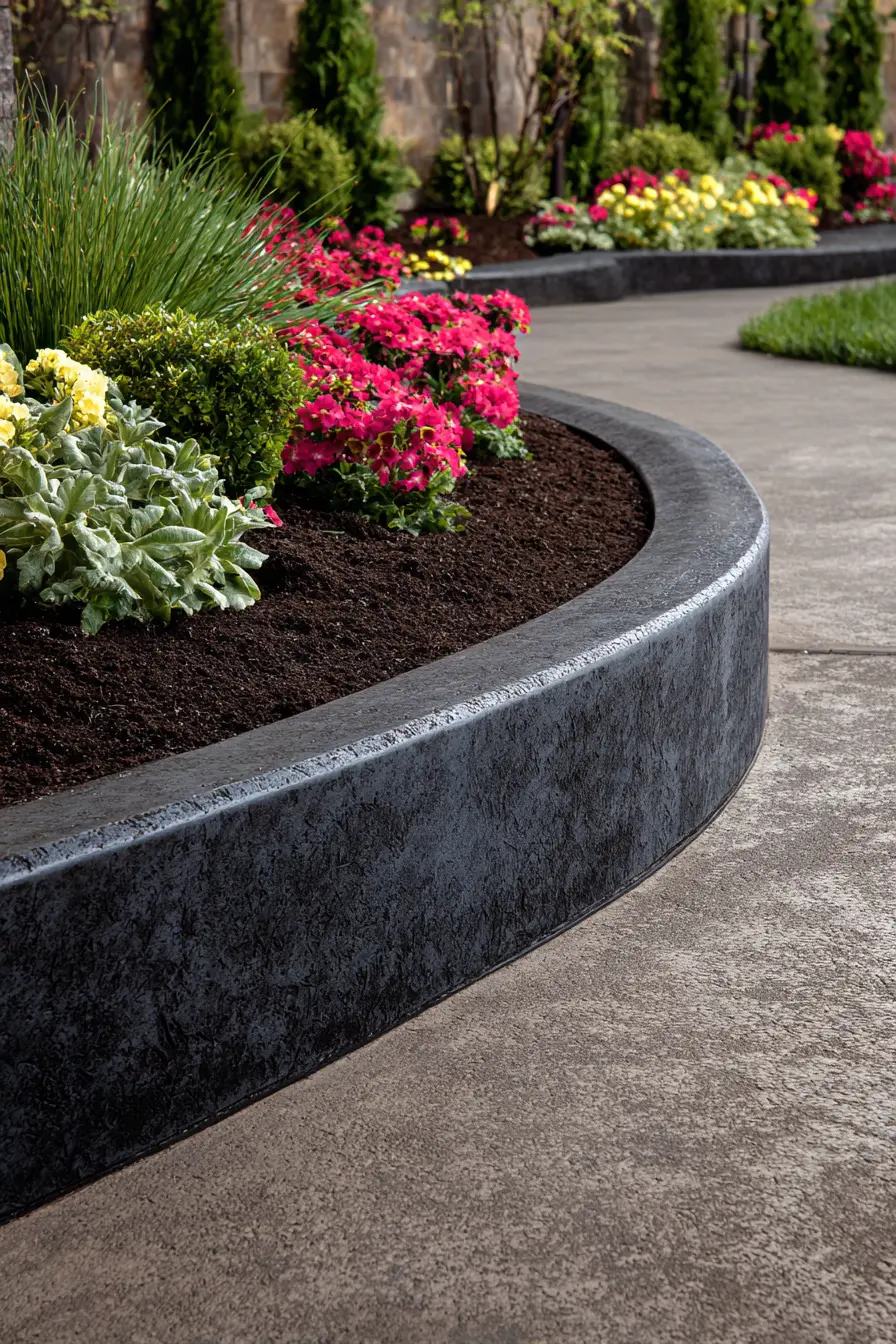 Garden Design With Curved Concrete Edges