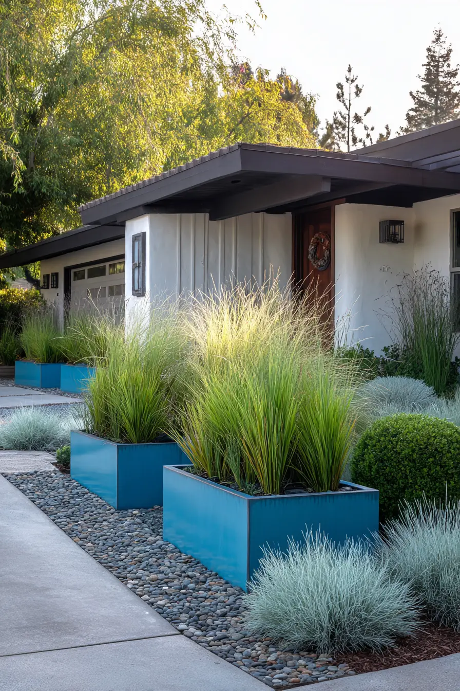 Lush Grass Border with Blue Accents