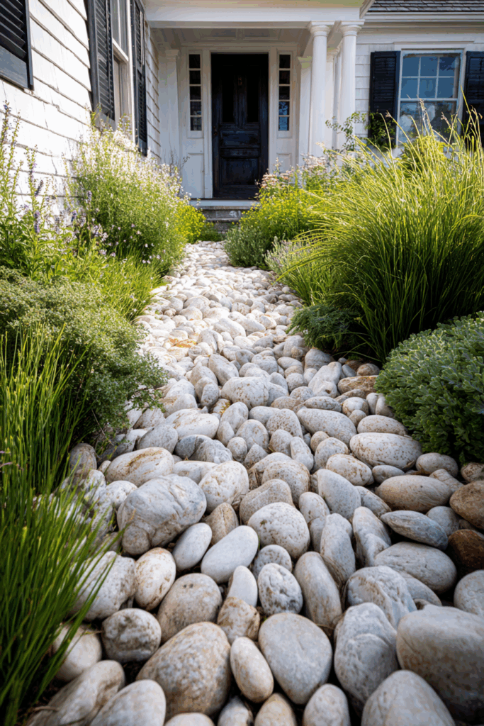 White Pebble Rock Garden Pathway