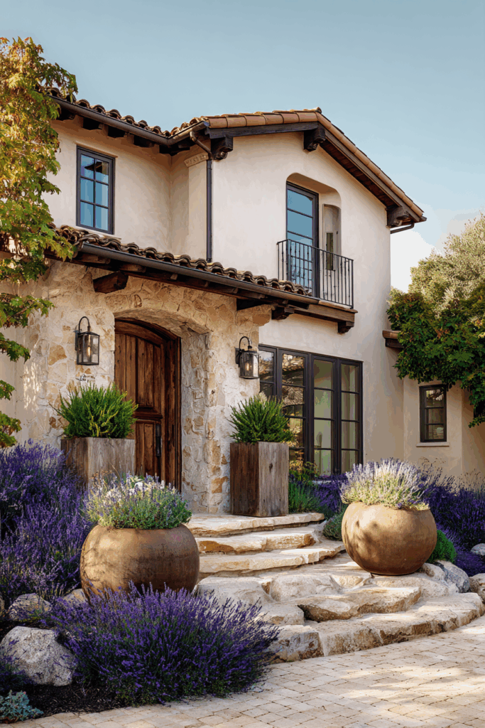 Mediterranean Stone and Lavender Garden