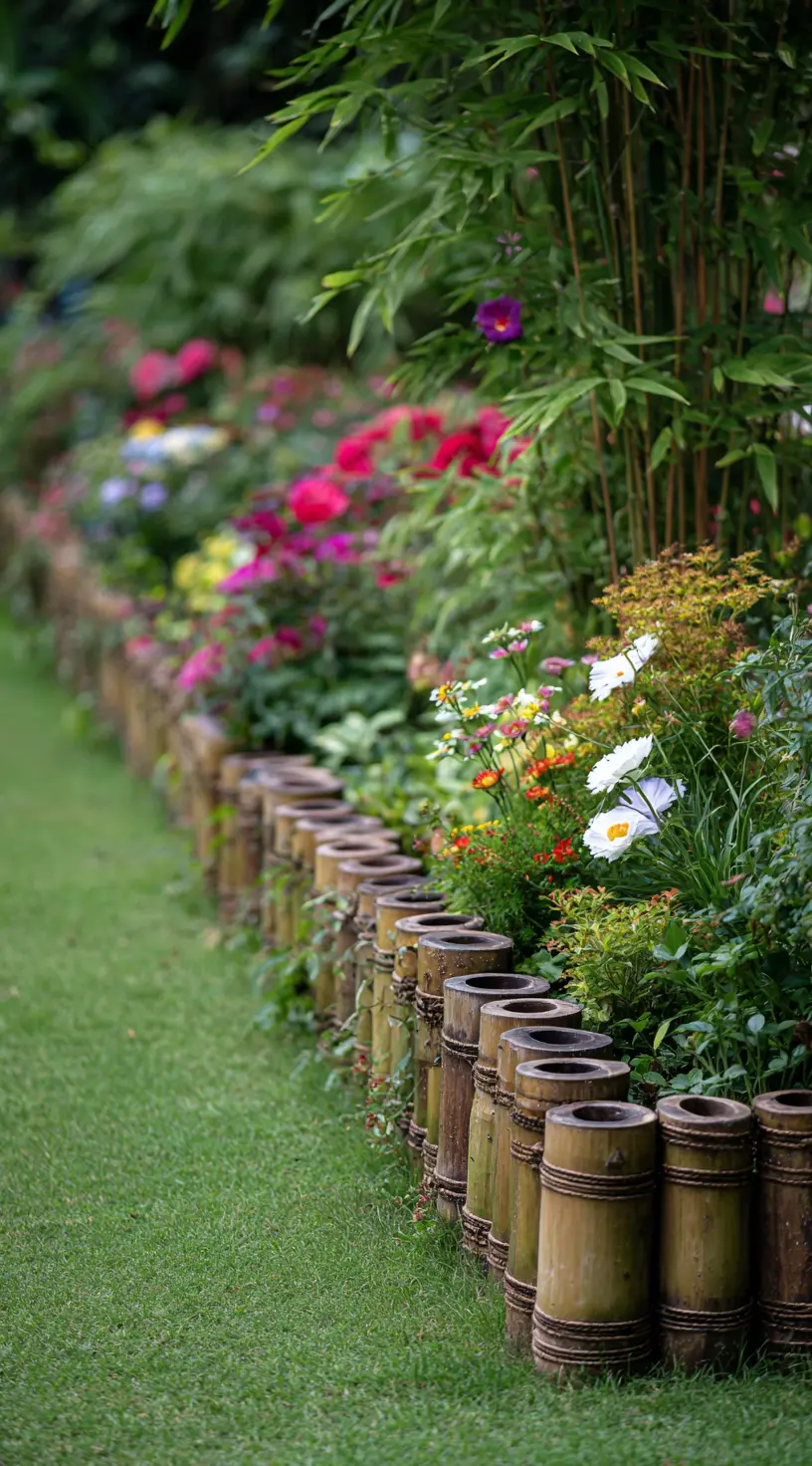 Bamboo And Stone Garden Border