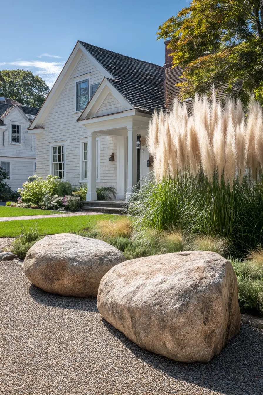 Contemporary Rock and Grass Landscape Design