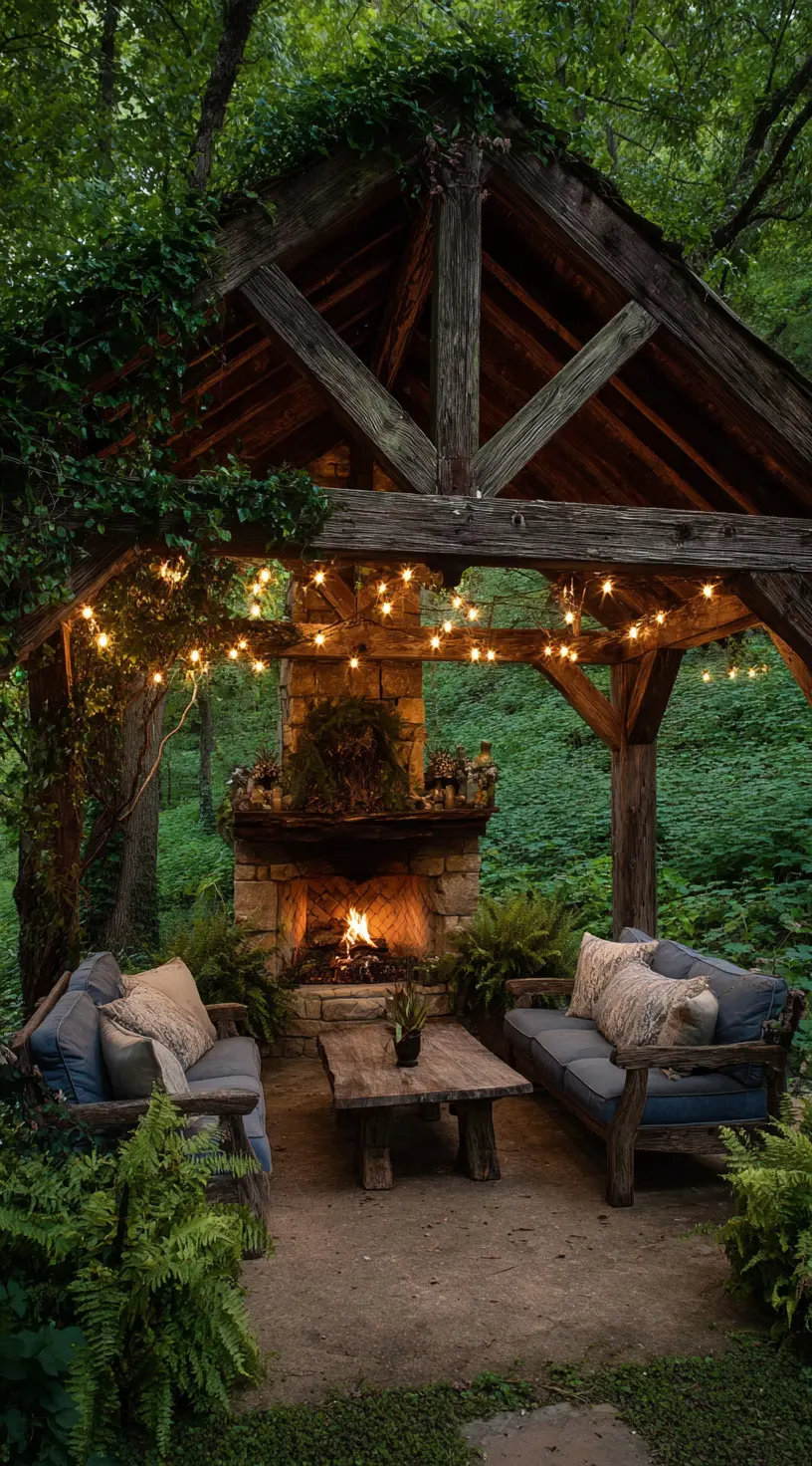 Forest Gazebo with Fire Feature