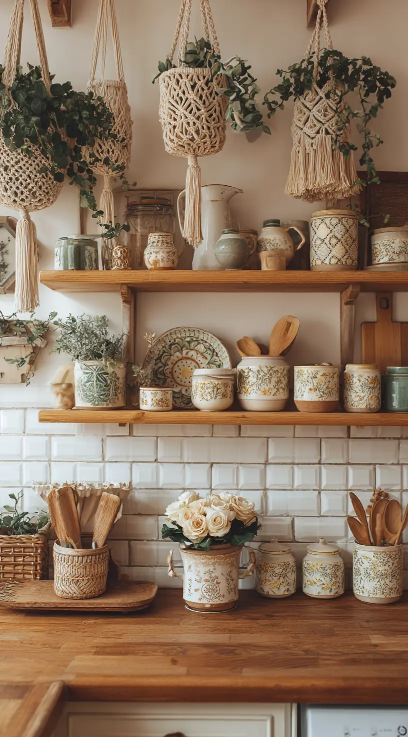 Hanging Greenery In A Boho Kitchen