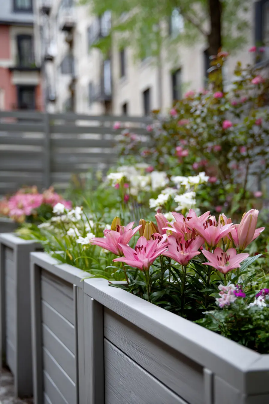 Modern Raised Bed with Lilies