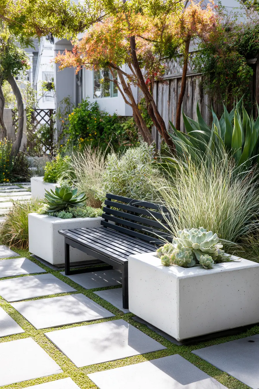 Modern Succulent Patio with Seating