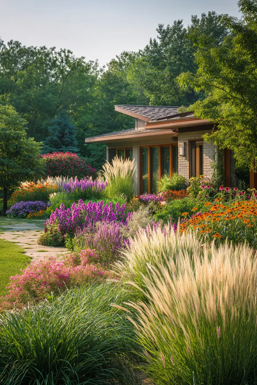 Ornamental Grasses with Colorful Blooms