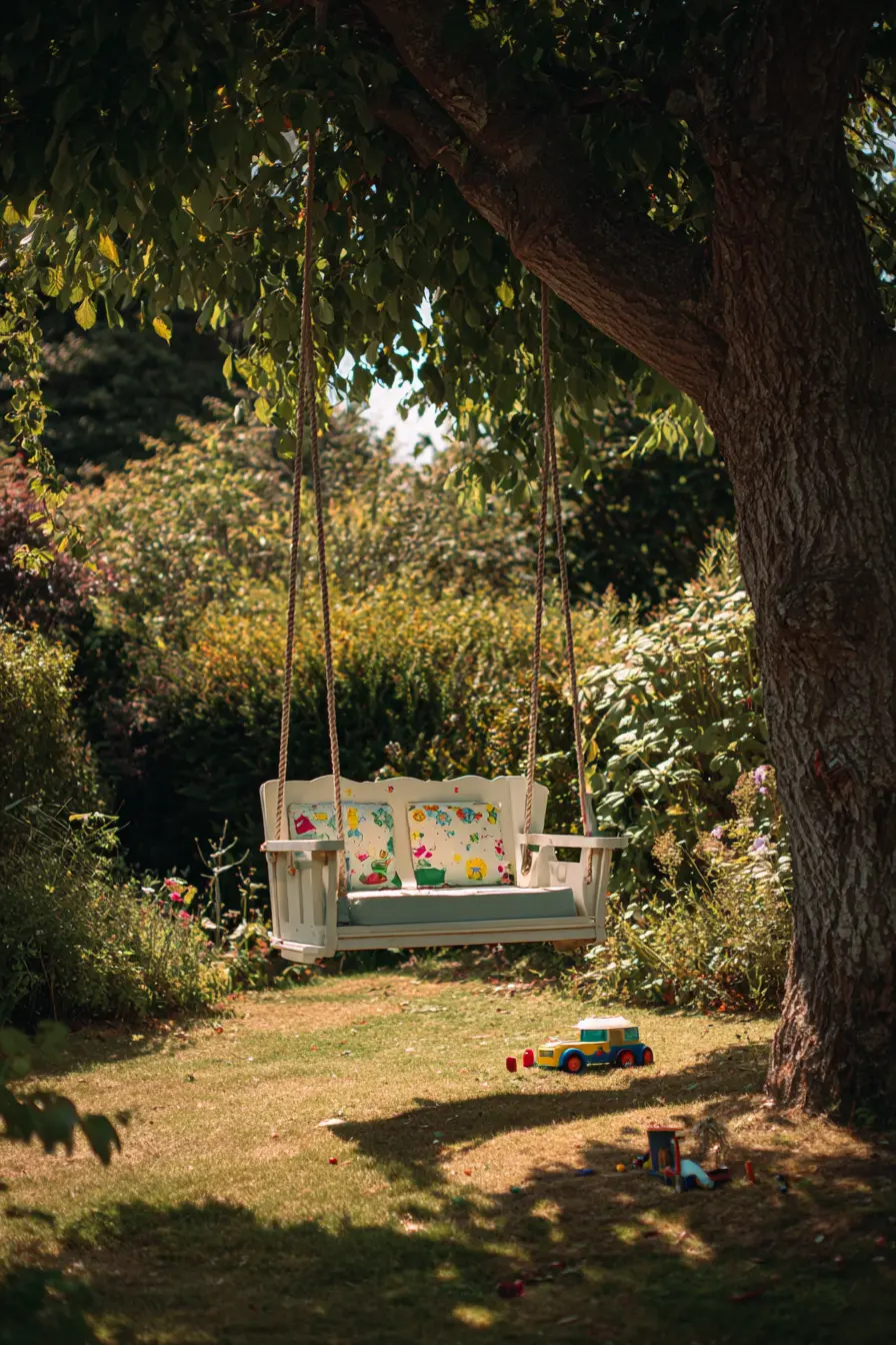 Colorful Tree Swing with Cushion