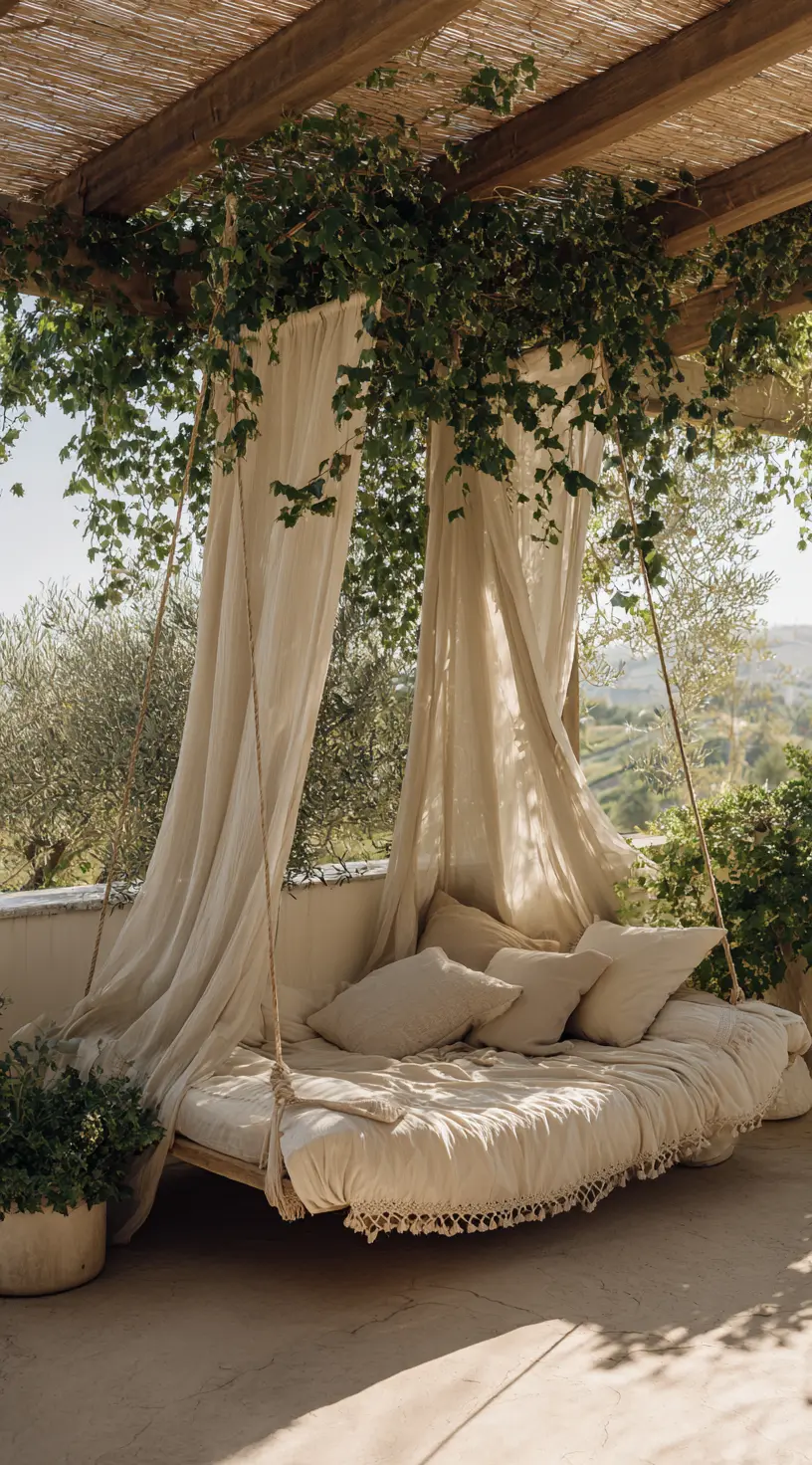 Floating Hammock Under A Pergola