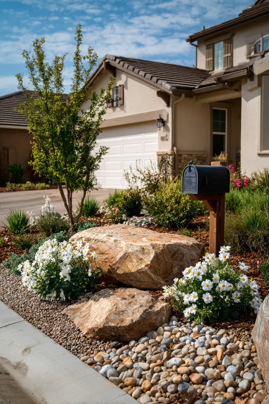 Natural Rock Garden with Colorful Blooms