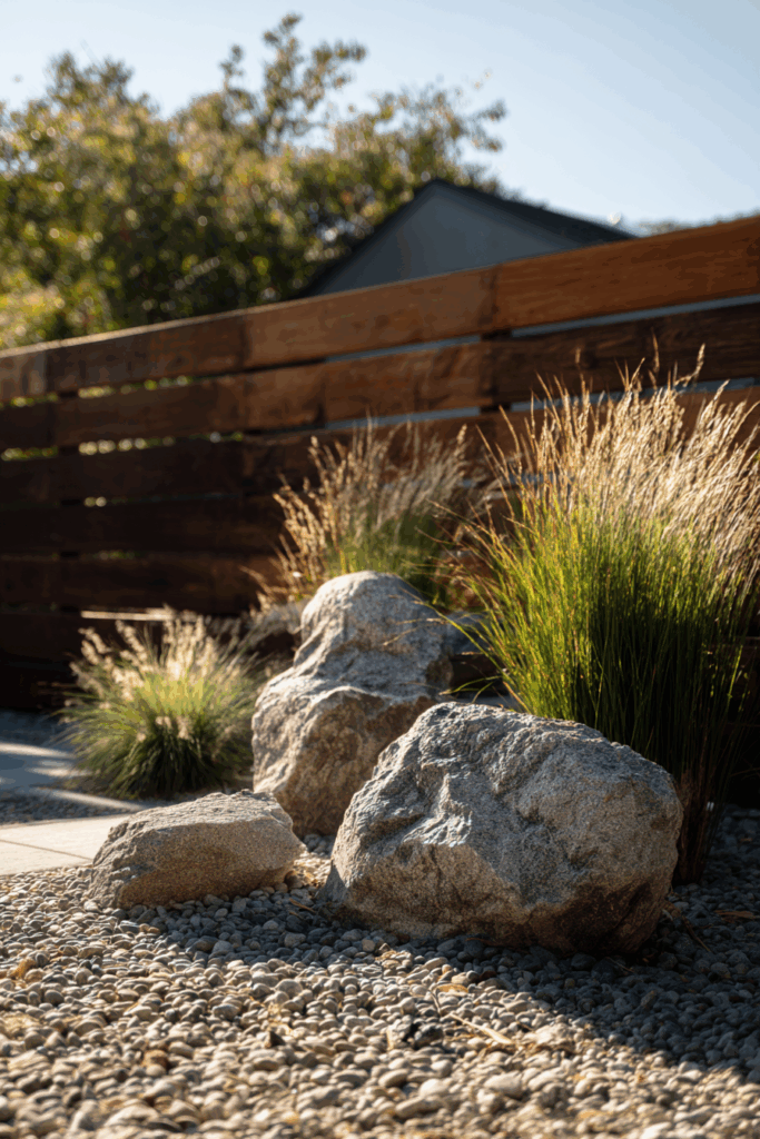 Natural Stone and Grassy Rock Garden