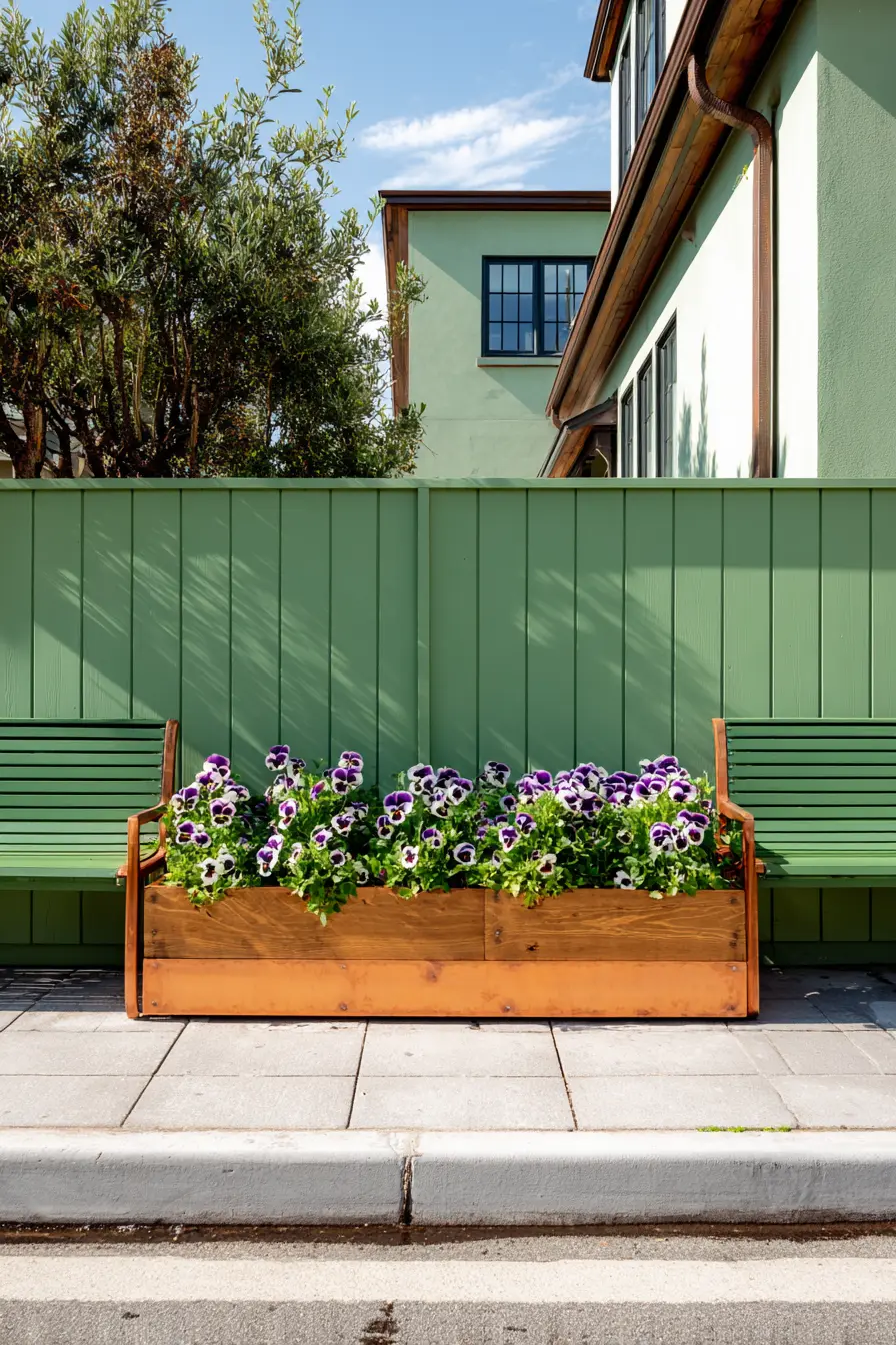 Modern Raised Bed with Pansies