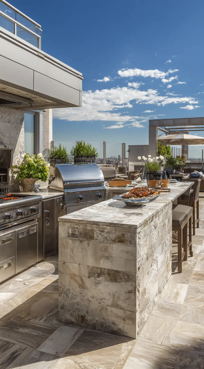 Sleek & Sunny: A Modern Outdoor Kitchen With a View