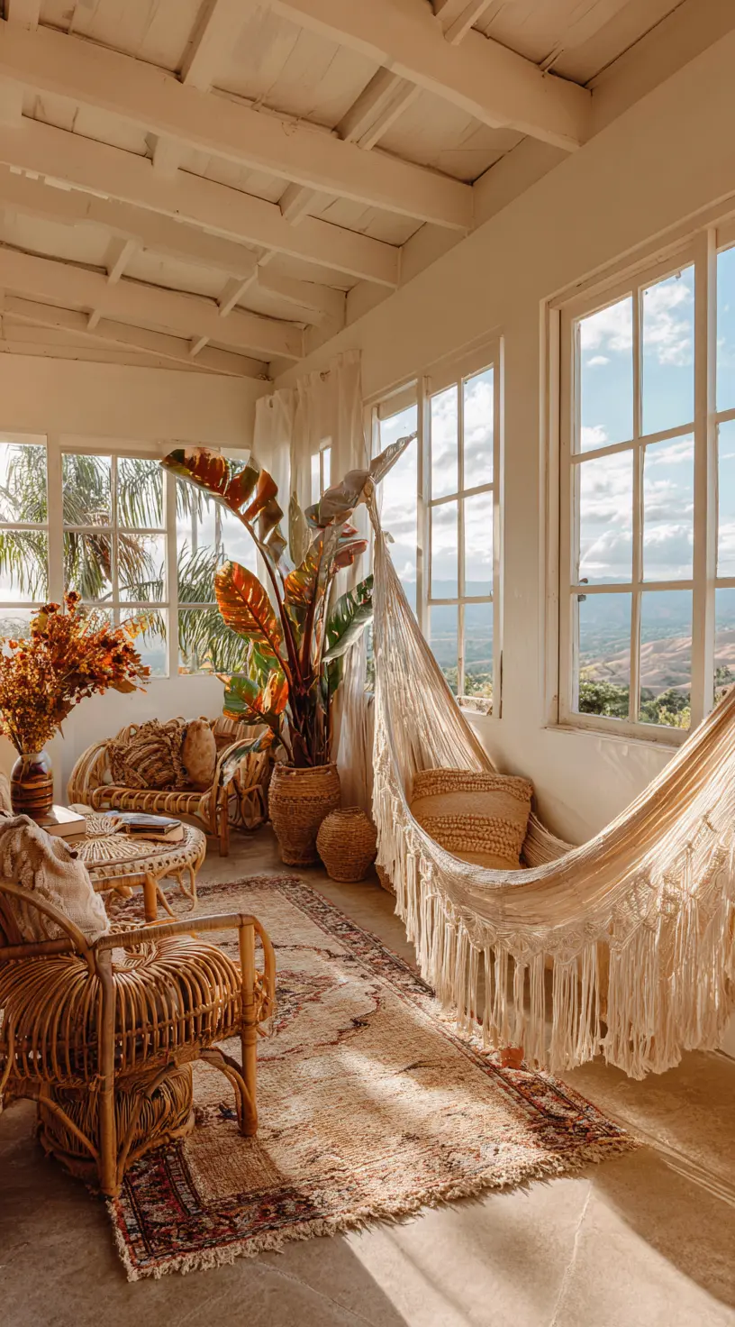 Boho Chic Patio With Hammock Lounge