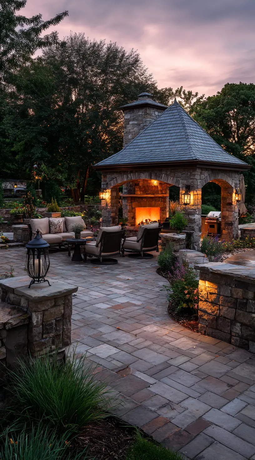 Cozy Patio Gazebo With Fireplace