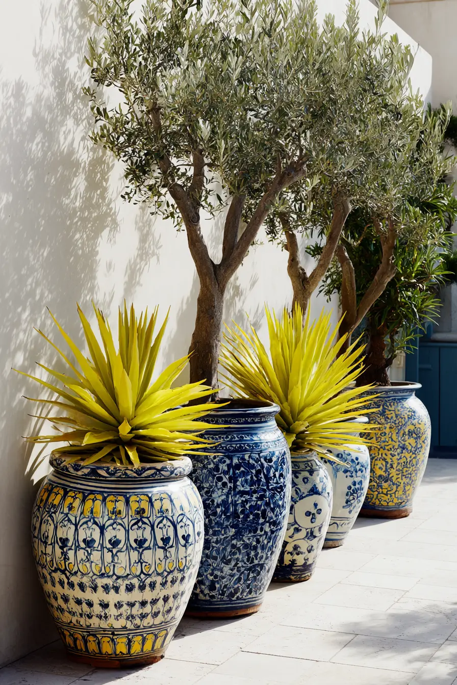 Mediterranean-Inspired Patio with Planters