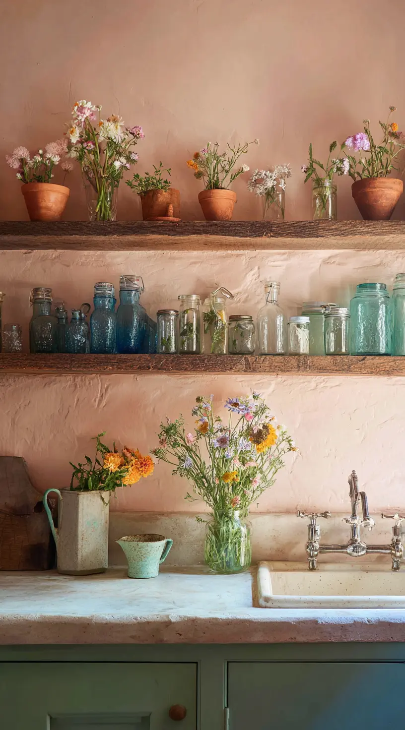 Vintage Cottage Kitchen With Wildflowers