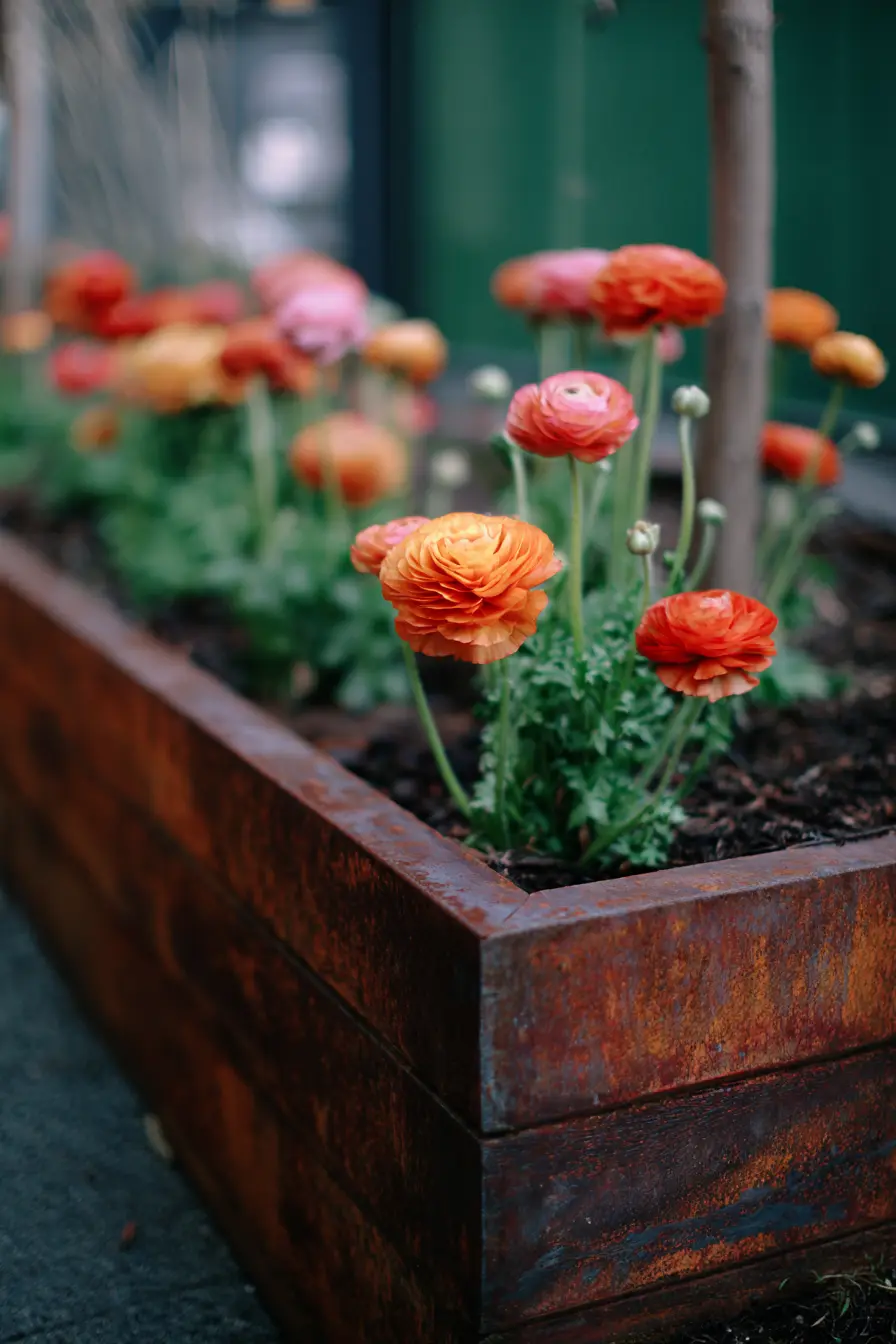 Contemporary Raised Bed with Ranunculus