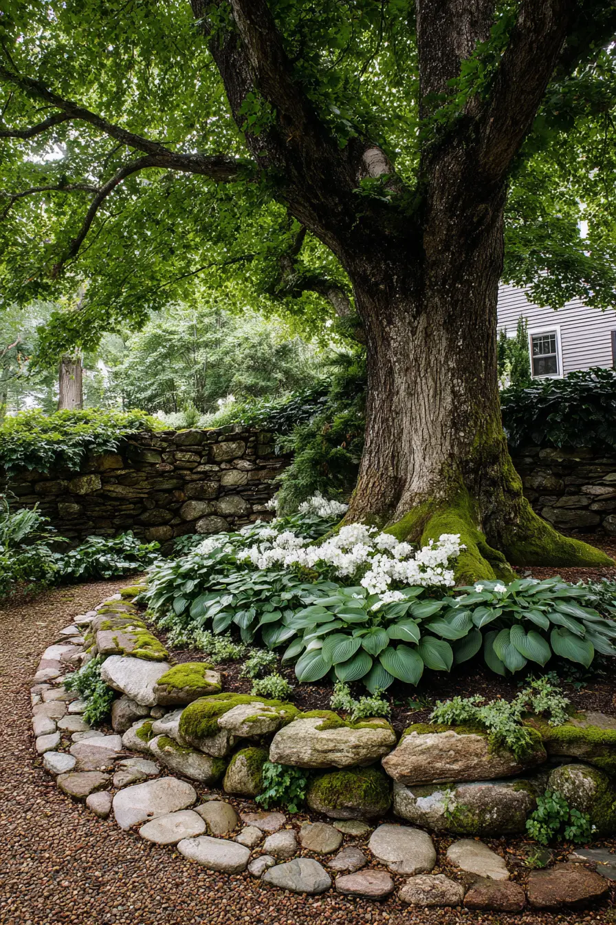 Hostas Surrounding Majestic Maple Tree
