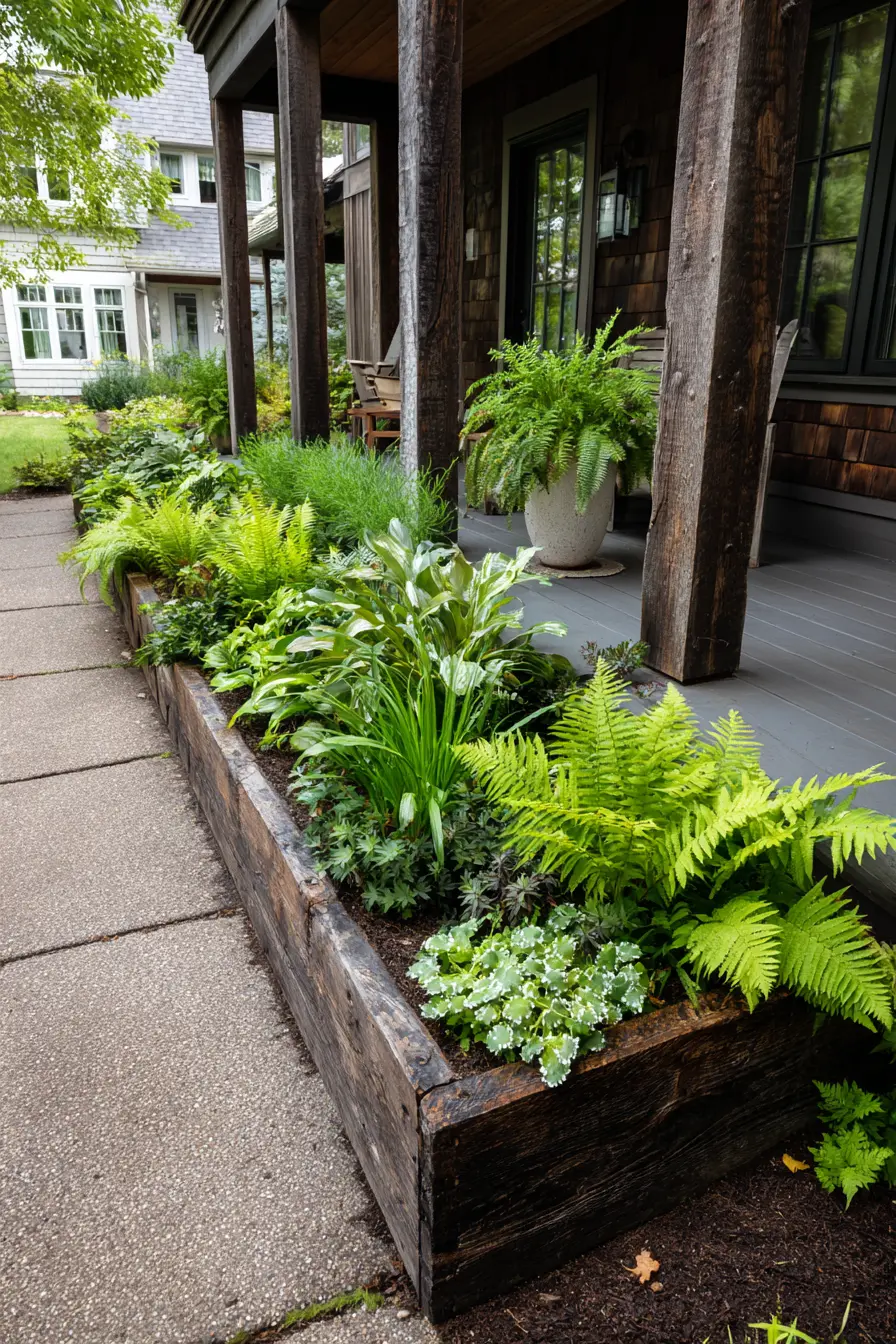 Lush Fern and Hostas Bordering Design