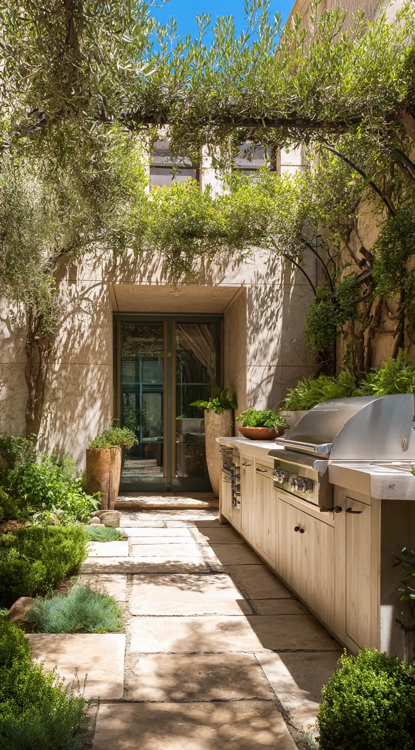 Mediterranean Minimalism: A Serene Outdoor Kitchen Escape