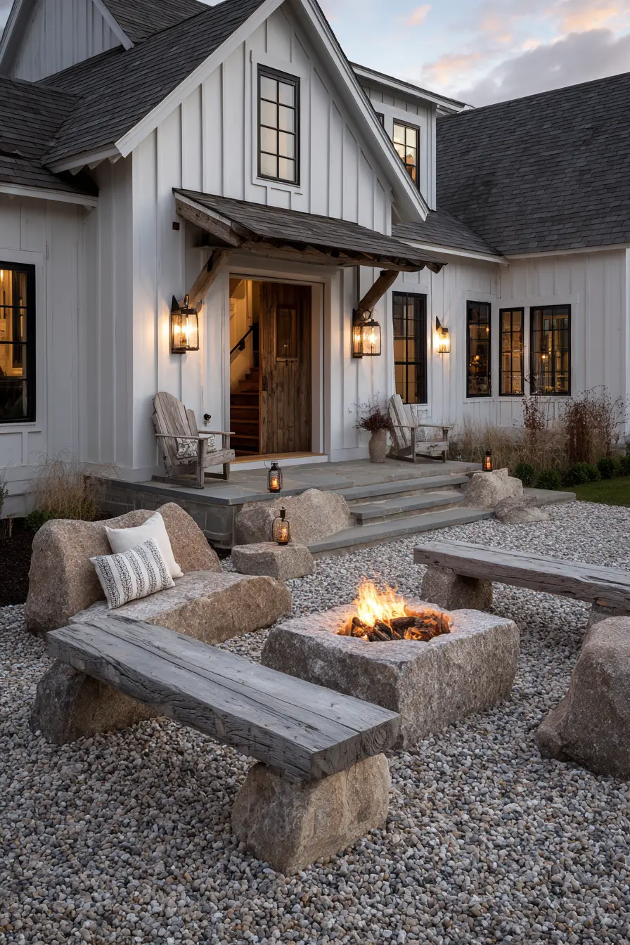 Rustic Fire Pit with Natural Stones