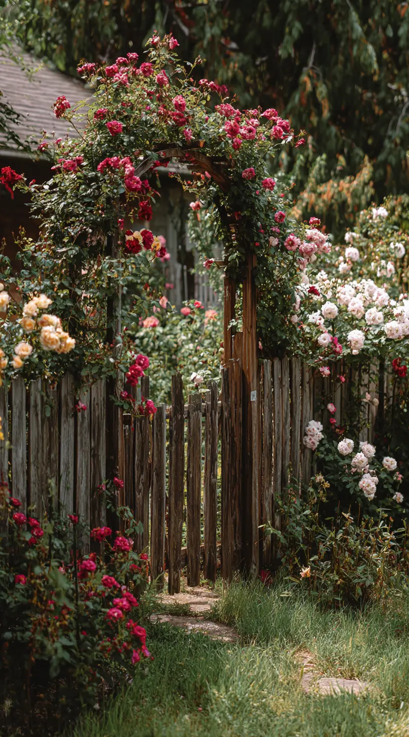 Rustic Garden With Wild Roses