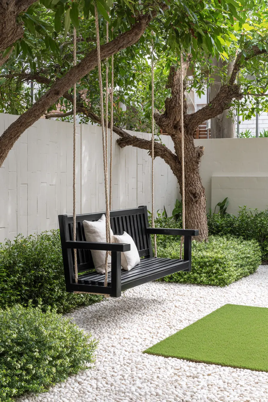 Rustic Tree Swing with Cushioned Seat