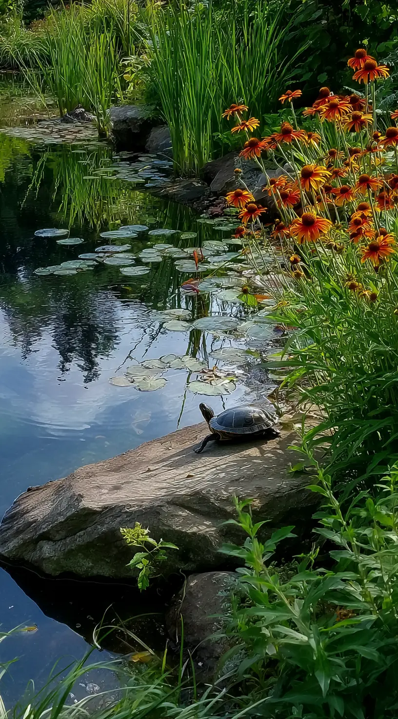 Wildflower Garden With A Pond