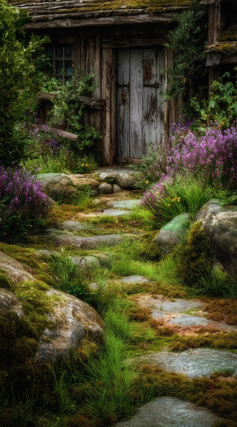 19. Mossy Stone Driveway with Fairytale Forest Charm